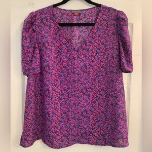 Vince Camuto Women’s Purple & Pink Floral Puff Sleeve Top. Size XL $10